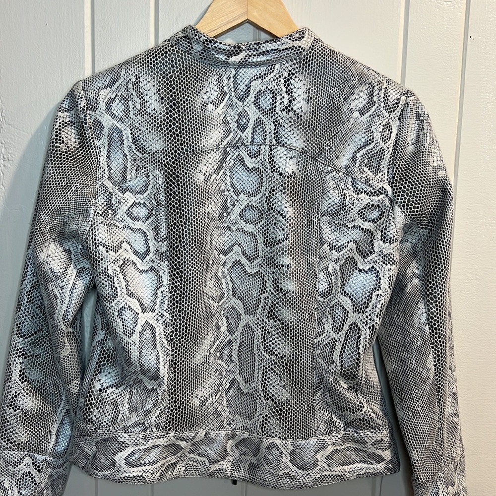 Ruby Red Snake Skin Leather Jacket - Picture 7 of 9